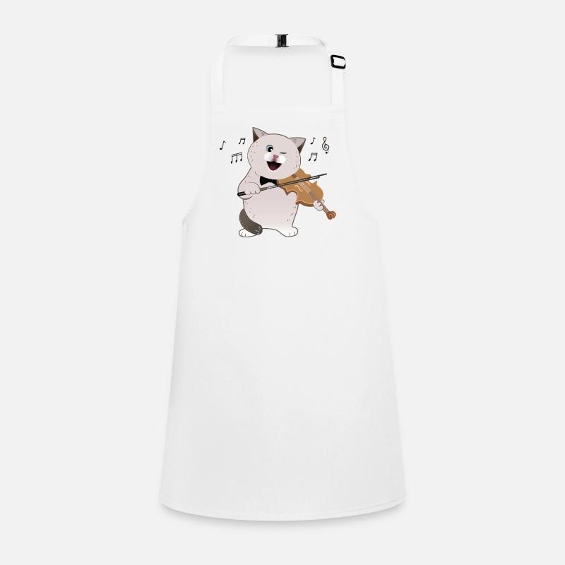 mignon chat potelé jouant du violon Tablier Enfant