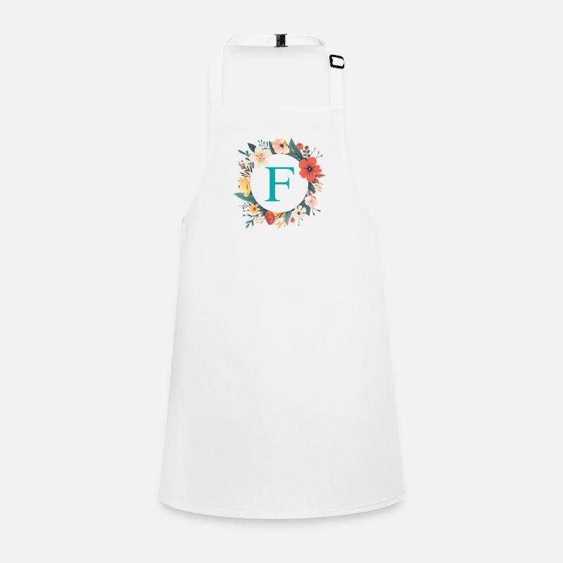 F Monogram, Flower Wreath, Personalizable Children's Apron