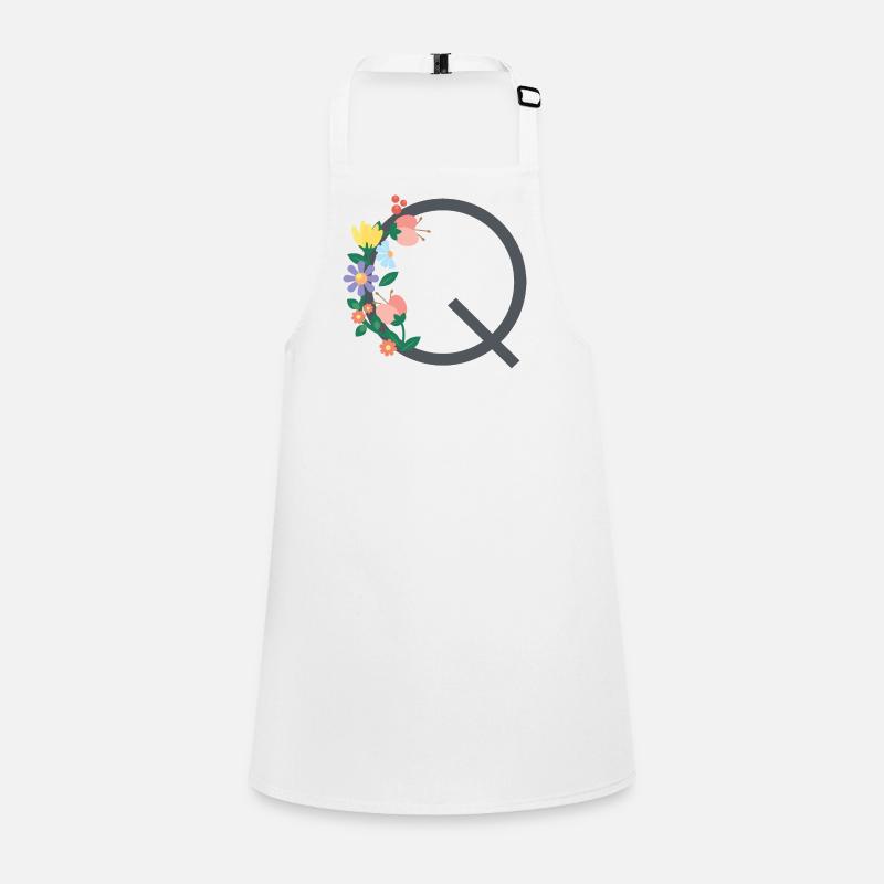 Elégante lettre 'Q' avec des fleurs Tablier Enfant