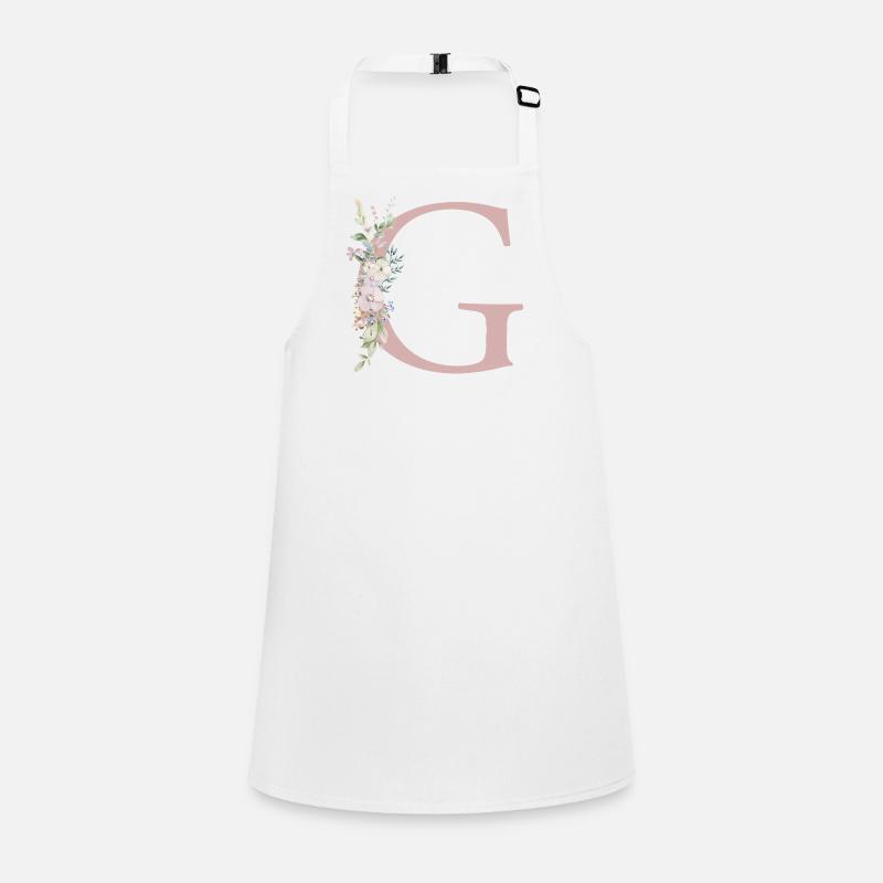 G Monogram, Floral, Personalizable Children's Apron
