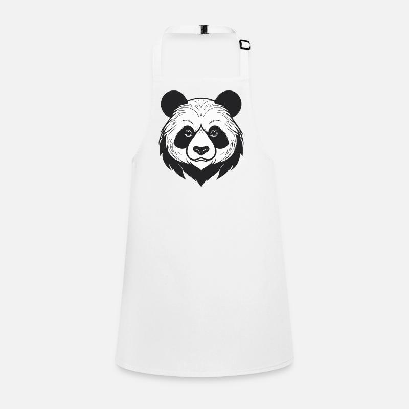 Panda illustration in black and white Children's Apron