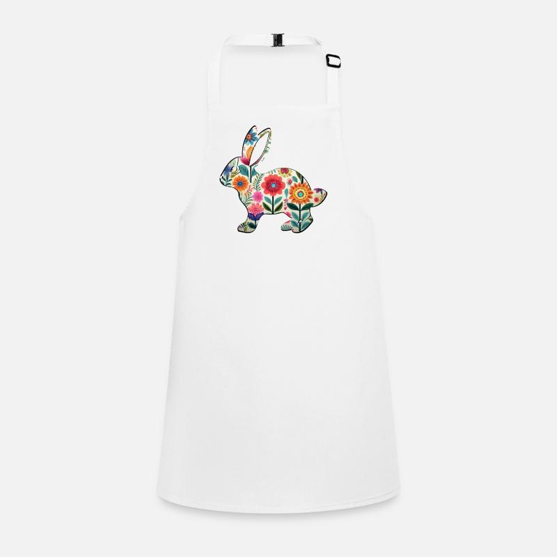 Florale Osterhasen-Silhouette - Boho Chic Schürze für Kinder