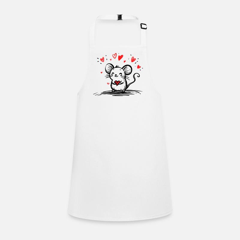 Mouse in Love with Floating Hearts Children's Apron