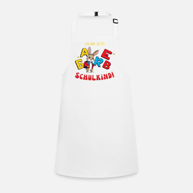 Funny bunny for the start of school with school backpack Children's Apron