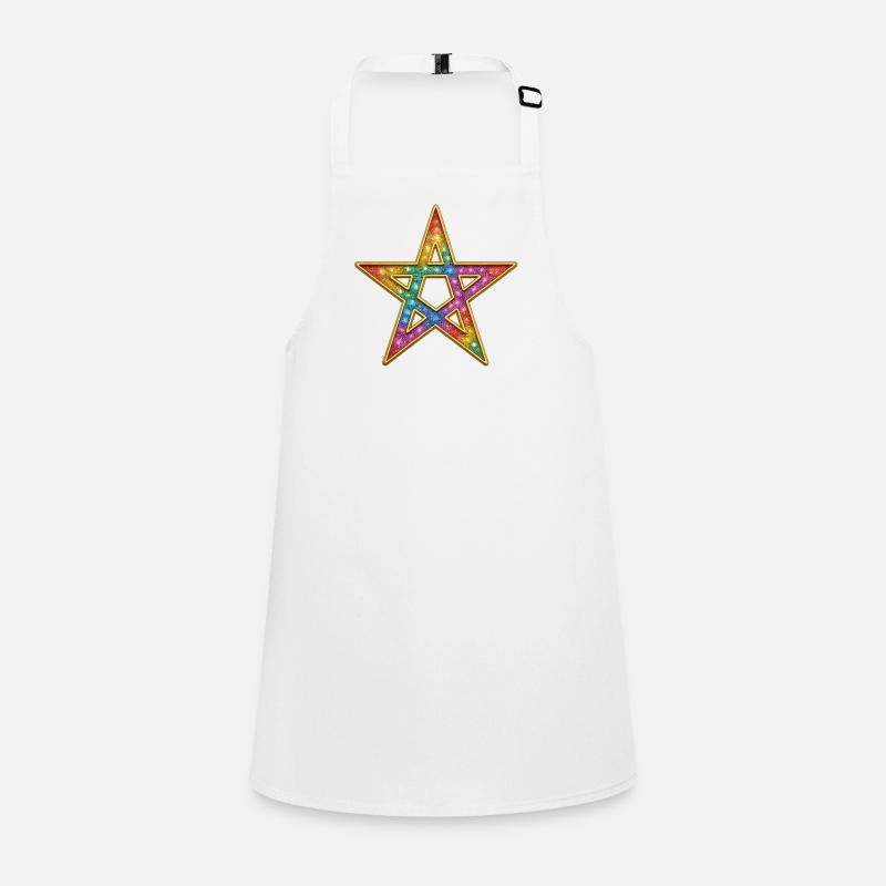 Pentagram | Shining Rainbow Star - Children's Apron - white