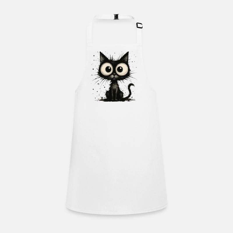 Funny black cat with big eyes – splash Children's Apron