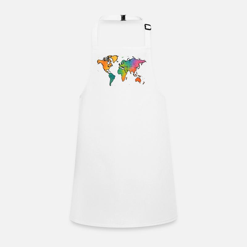World Map Watercolor Rainbow Children's Apron