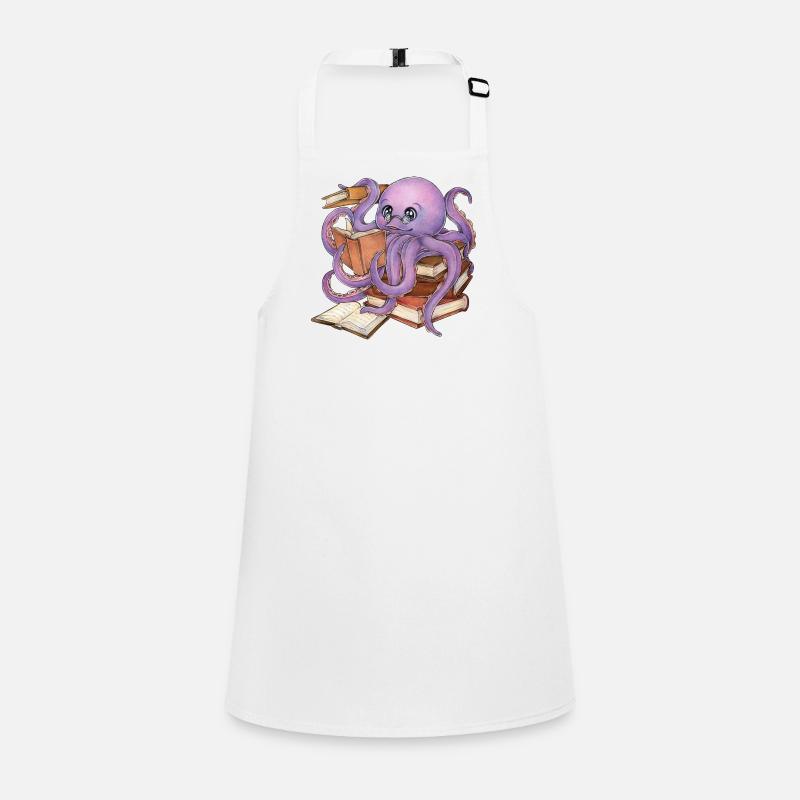 Lesender Oktopus im Bücherstapel Buch Geschenk Schürze für Kinder