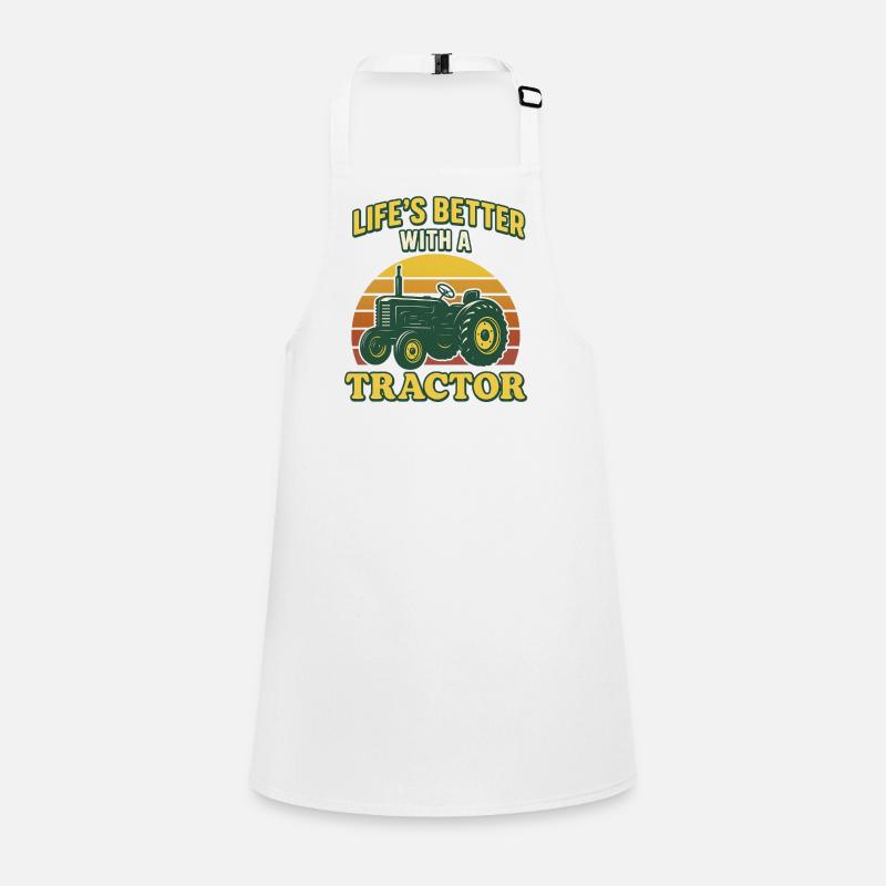 Life is better with a Tractor - Children's Apron - white