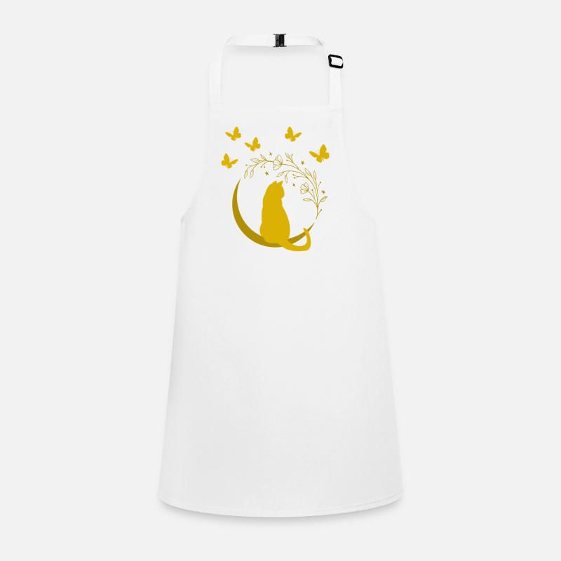 Chat de lune dorée avec vigne à fleurs Tablier Enfant