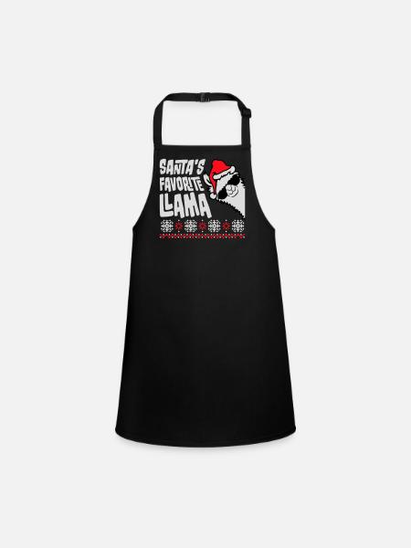 Santa's Favorite Llama Cool Side Sunglasses - Children's Apron - black - Front