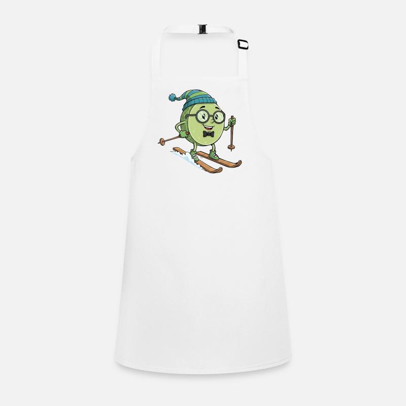 Brussels sprouts on skis fun winter skiing Children's Apron