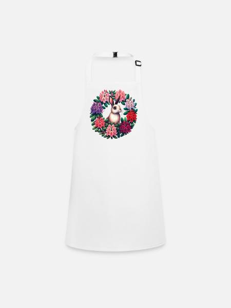 Circular Floral Rabbit - Children's Apron - white - Front