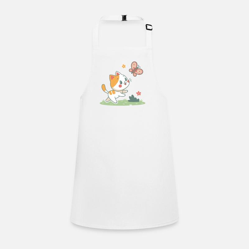 Playful Cat and Butterfly Children's Apron