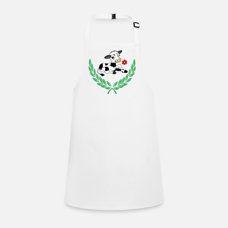 Cute calf in green laurel wreath Children's Apron