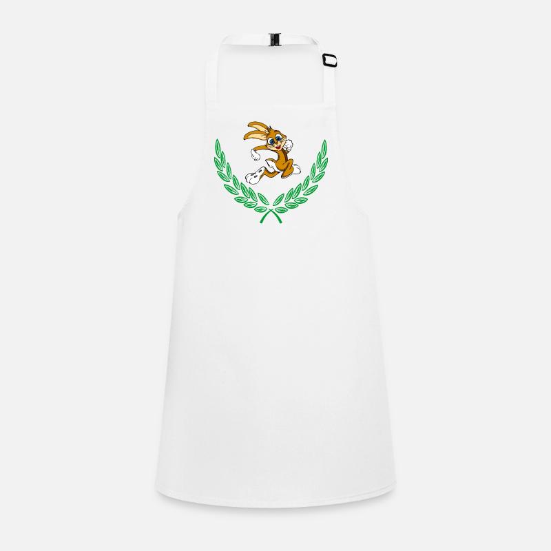 Cute rabbit in green laurel wreath Children's Apron
