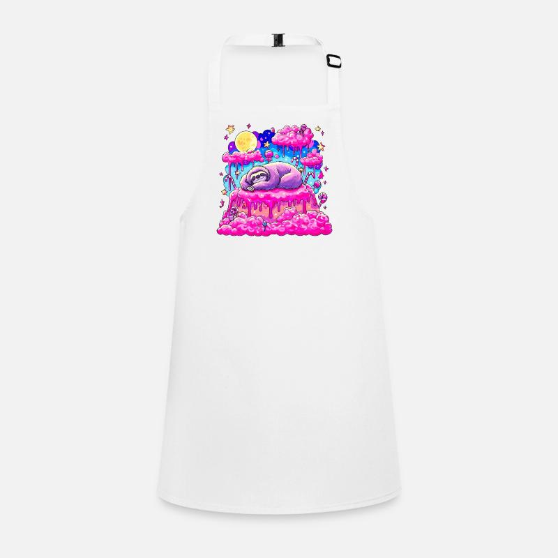 Purple Slumber Sloth on Pink Cake Children's Apron