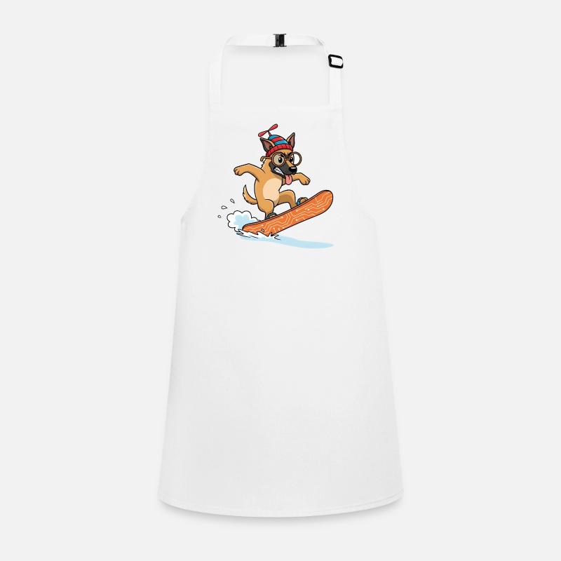 Funny snowboard dog with cap Children's Apron