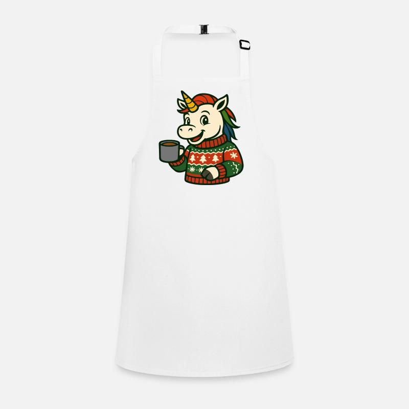 Pull douillet licorne Boisson chaude Art de Noël Tablier Enfant