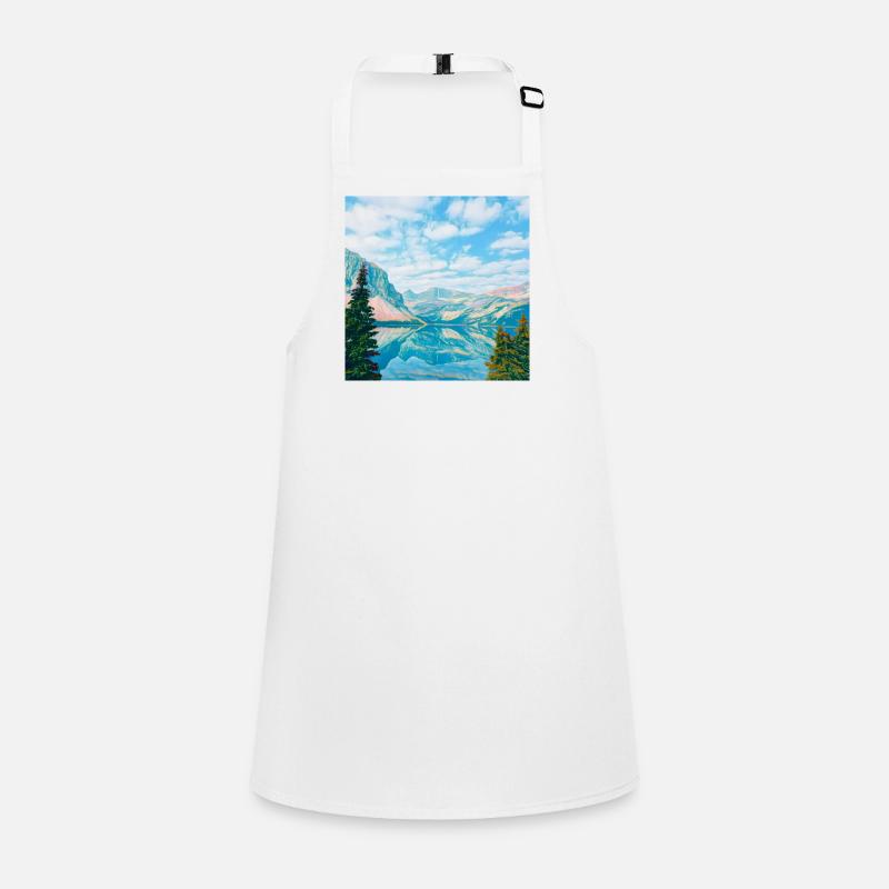 Sky blue mountain lake reflection Children's Apron