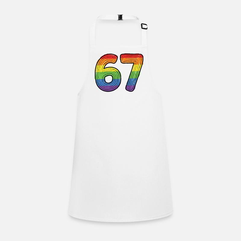 Rainbow 67 Bold Handdrawn Six Seven Digit Children's Apron