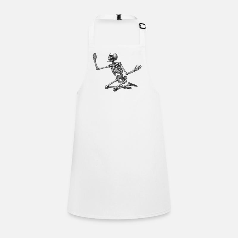 KNEELING SKELETON - black & white Tablier Enfant