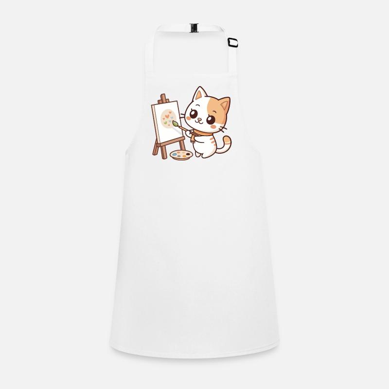 Kawaii Painter Cat on Pastel Palette Children's Apron