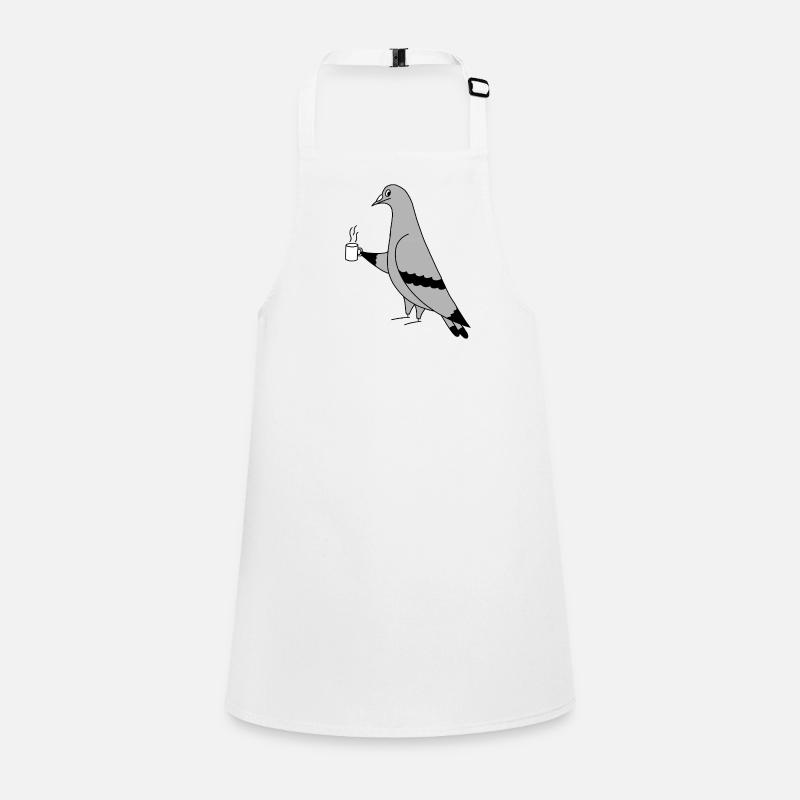 Pigeon with Coffee – Minimal Illustration Schürze für Kinder