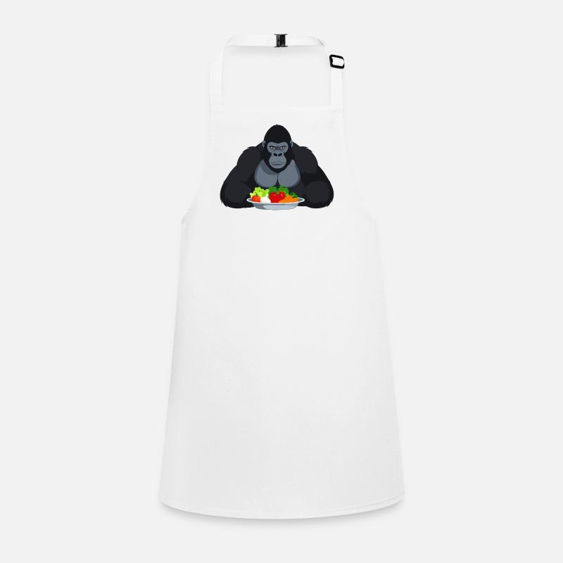 Cool Gorilla with Vegetable Plate Monkey Motif Children's Apron