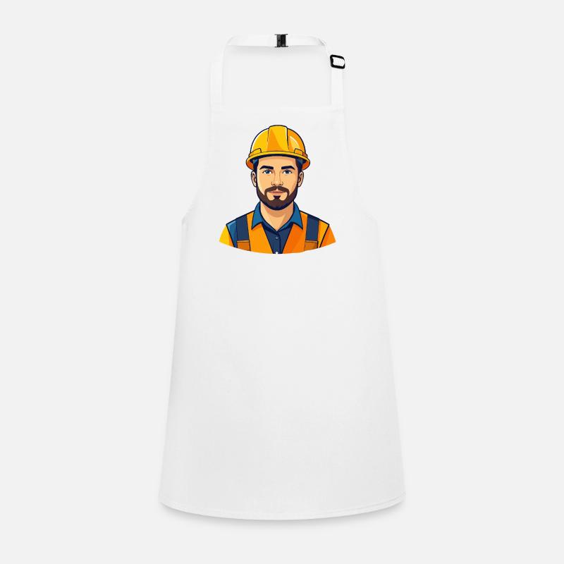 Construction worker with helmet illustration construction site motif Children's Apron