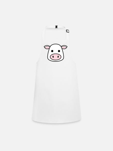 Mignonne Tête de Vache Visage Vector de la BD - Tablier Enfant - blanc - Devant