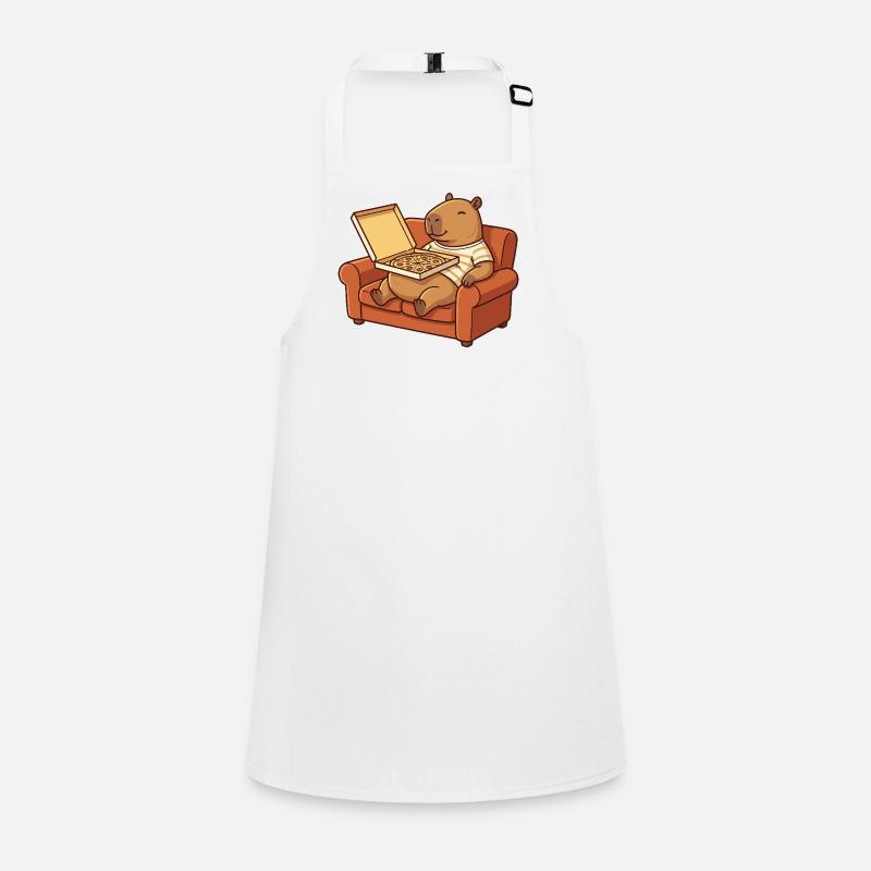 Capybara Sofa Pizza gemütliches Tierdesign Schürze für Kinder