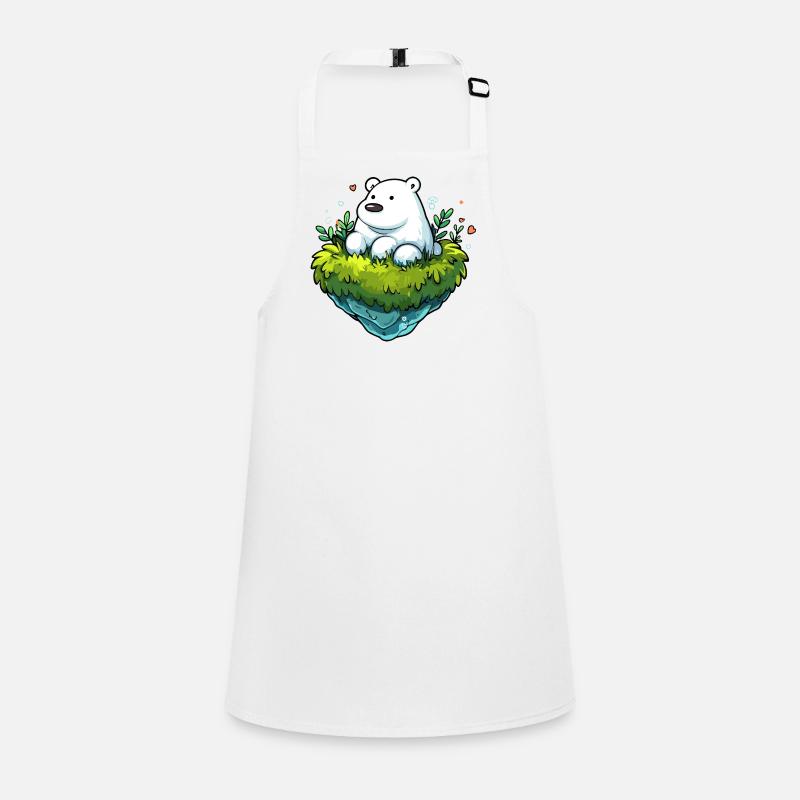 Polar bear on green island raft Children's Apron