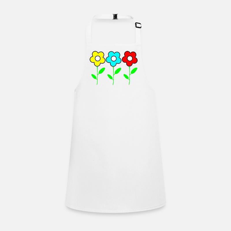 Trois fleurs colorées sur fond noir Tablier Enfant