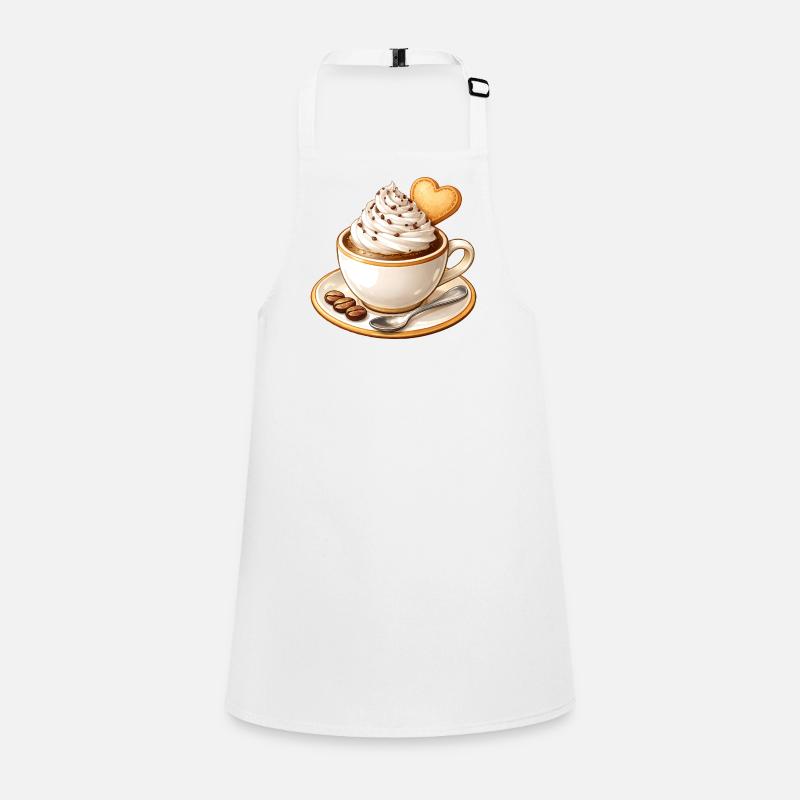 Café avec crème et illustration de biscuits au cœur Tablier Enfant