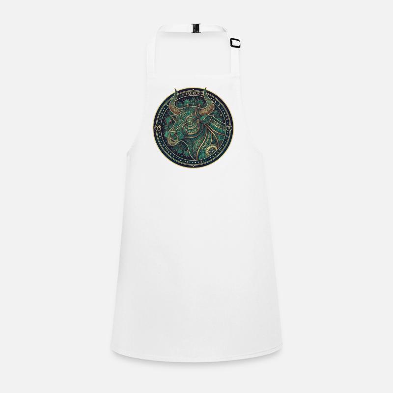 Stier Mandala Teal-Gold Kreis Schürze für Kinder