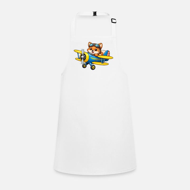 Dessin animé Fox Pilot Biplane Avion Tablier Enfant