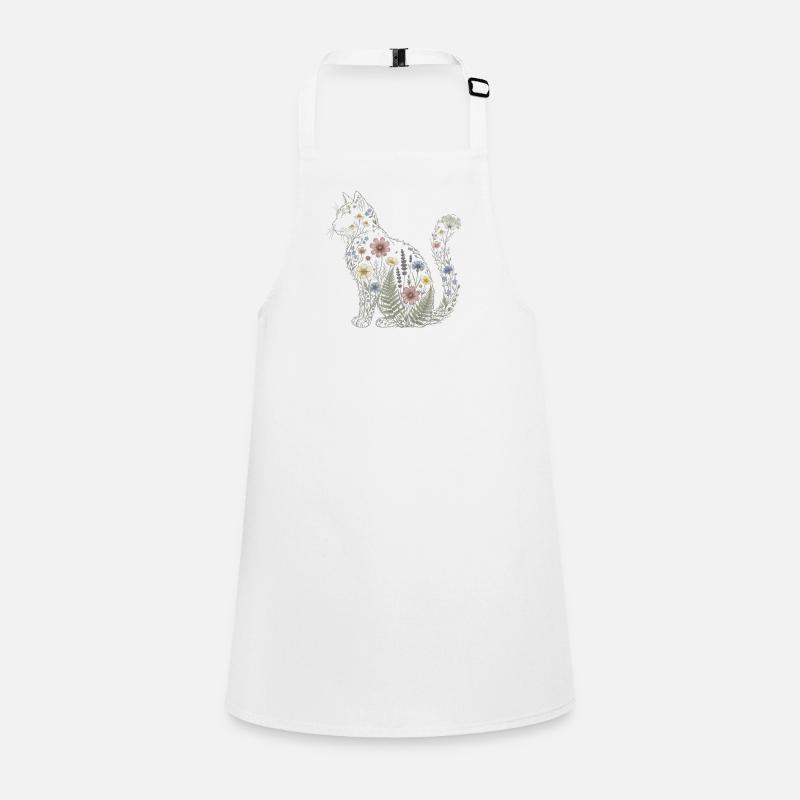 Silhouette de chat fleuri Maman Plante Maman V Tablier Enfant