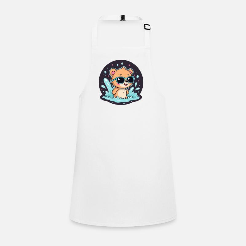 Chic surfer bear with blue glasses Children's Apron