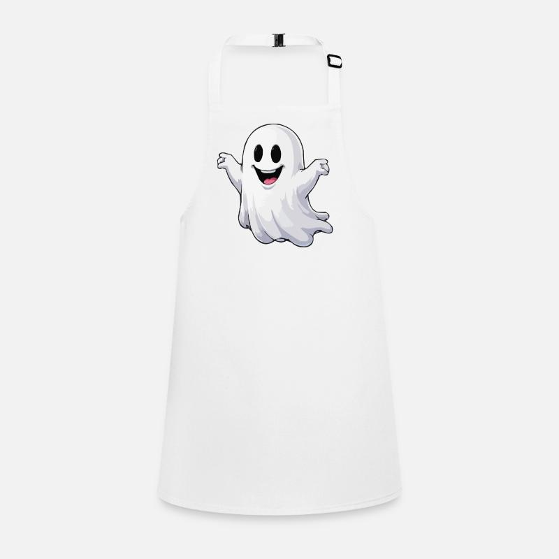Cheerful Cartoon Ghost - Children's Apron - white