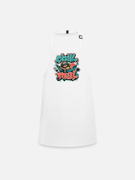 Chill Mal  Cooles Faultier Graffiti Design - Schürze für Kinder - Weiß - Vorne