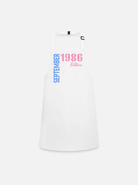 September 1986 Birthday - Children's Apron - white - Front