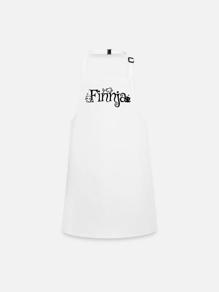 Finnja Name First Name Kitten Name - Children's Apron - white - Front