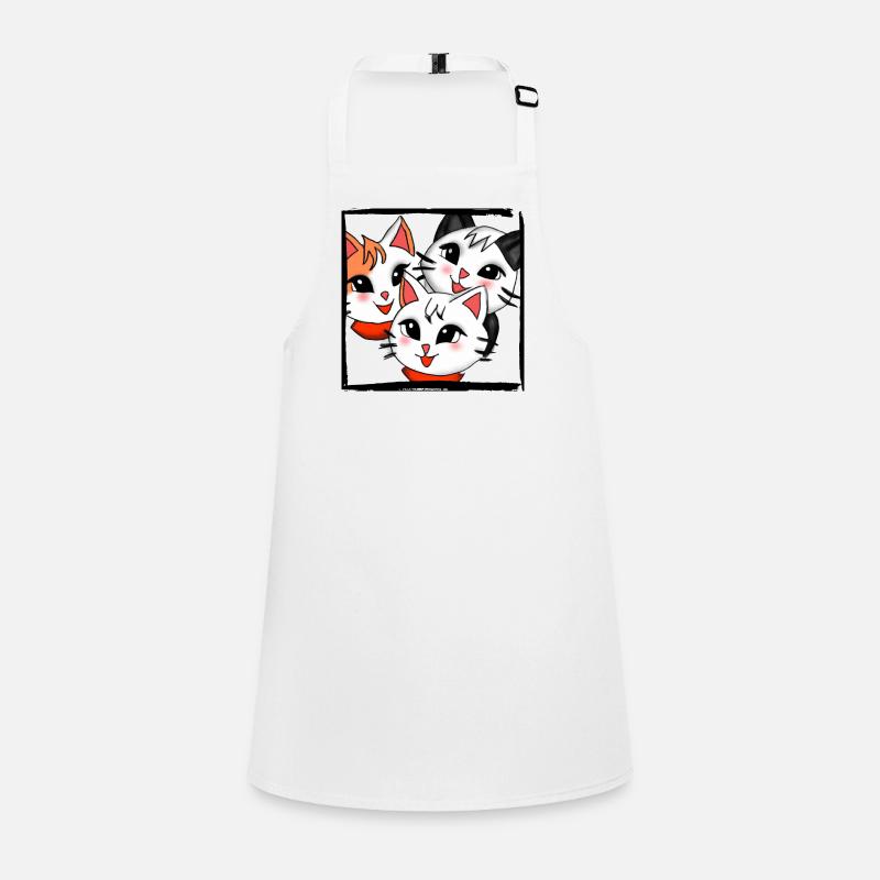 3 chatons mignons dans un cadre dans l’anime, style kawaii Tablier Enfant