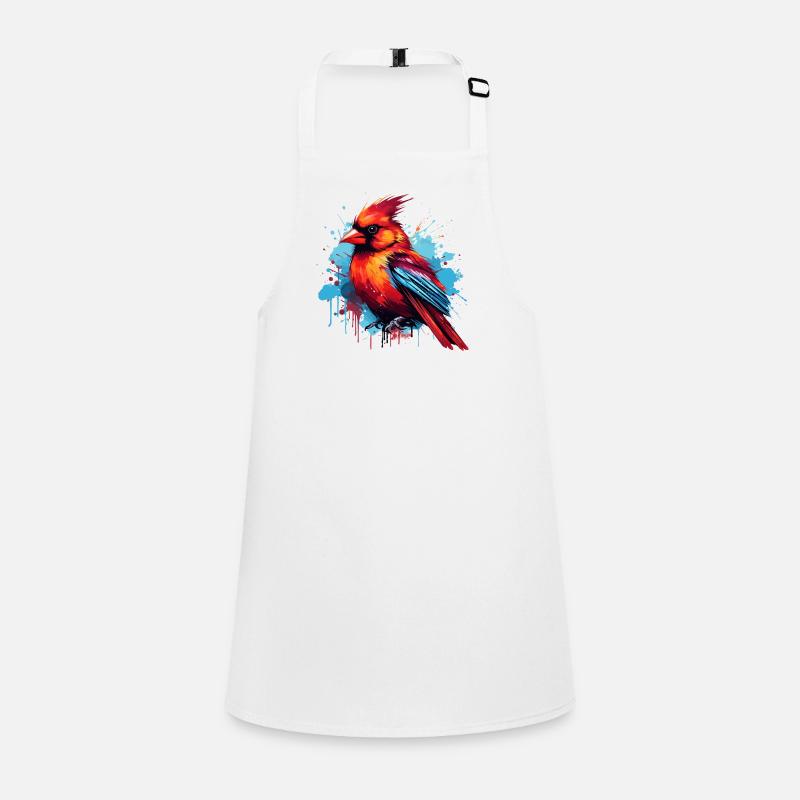 Colorful red cardinal paint splashes Children's Apron