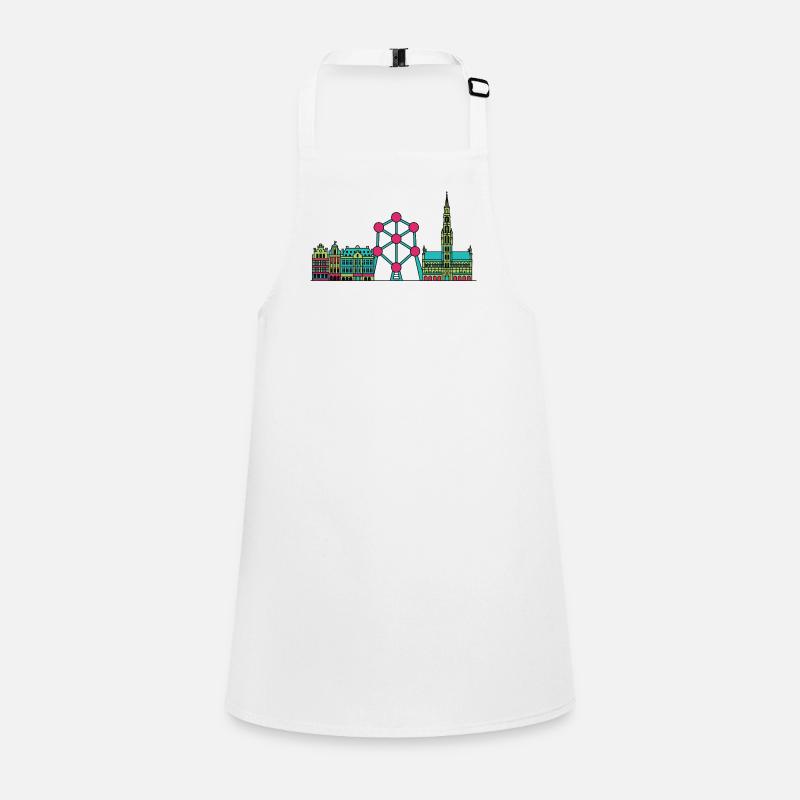 Brussels City Skyline Atomium Modern Line Art Children's Apron