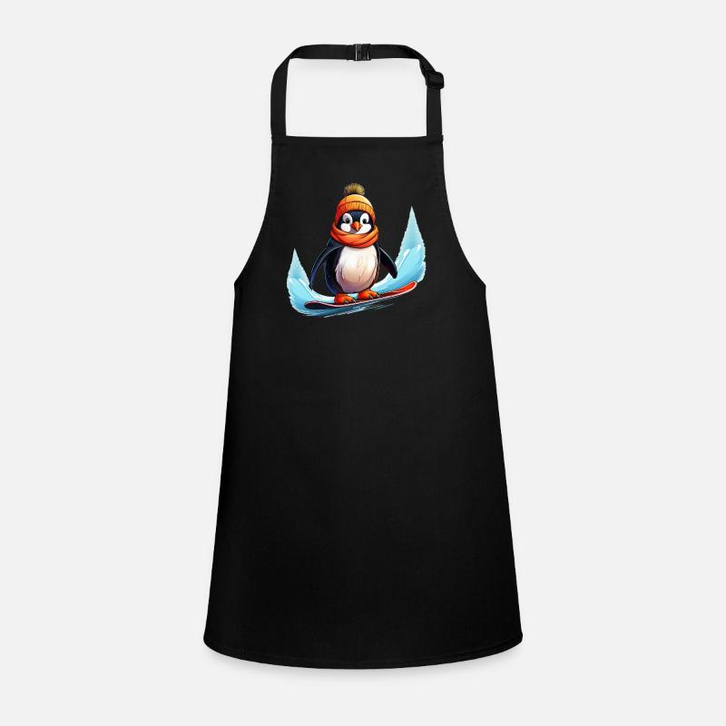 Penguin Snowboard Children's Apron