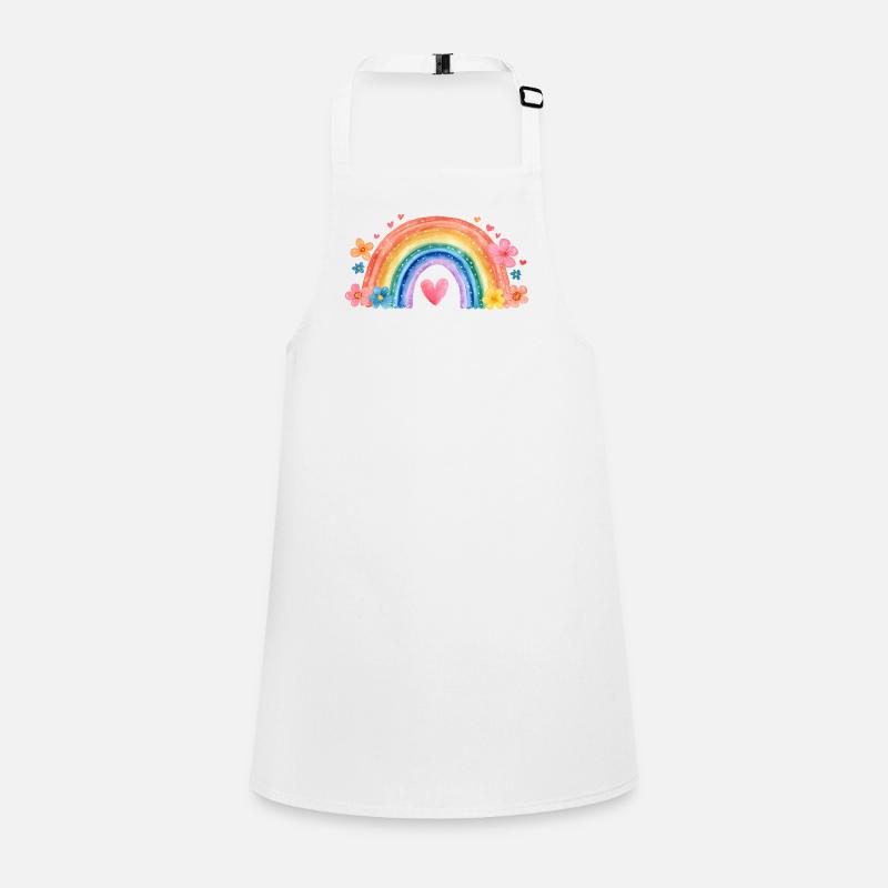 Rainbow School Tilmelding – Sød pigedesign - Forklæde til børn - hvid