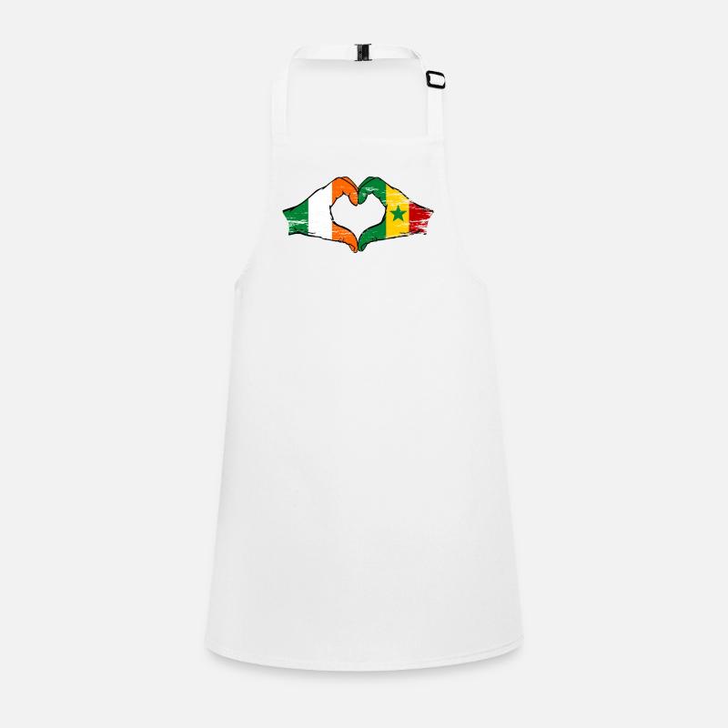 Drapeau Irlande Sénégal Mains Forme de cœur utilisé Tablier Enfant