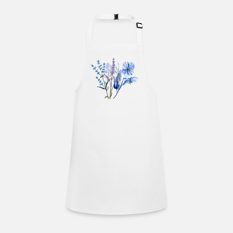 Einfaches Aquarell wilde blaue Blumen Schürze für Kinder